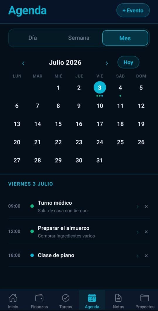 Área de Agenda de PersonApp
